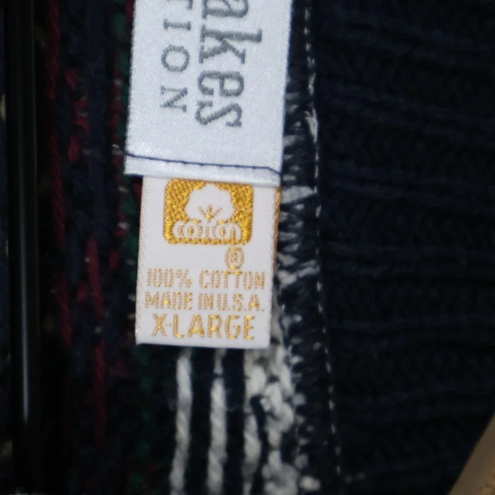 Vintage Great Lakes Recreation Geometric Chunky Knit‎ Sweater Men's XL 24x29